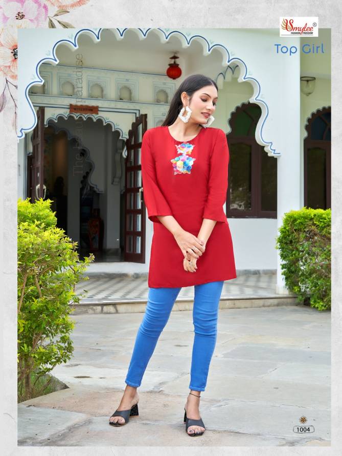 Top Girl By Smylee Rayon Embroidery Ladies Top Catalog